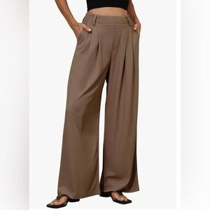 High Waisted Brown Wide-Leg Women's Trousers